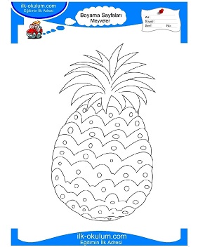 Çocuklar İçin Ananas Boyama Sayfaları 